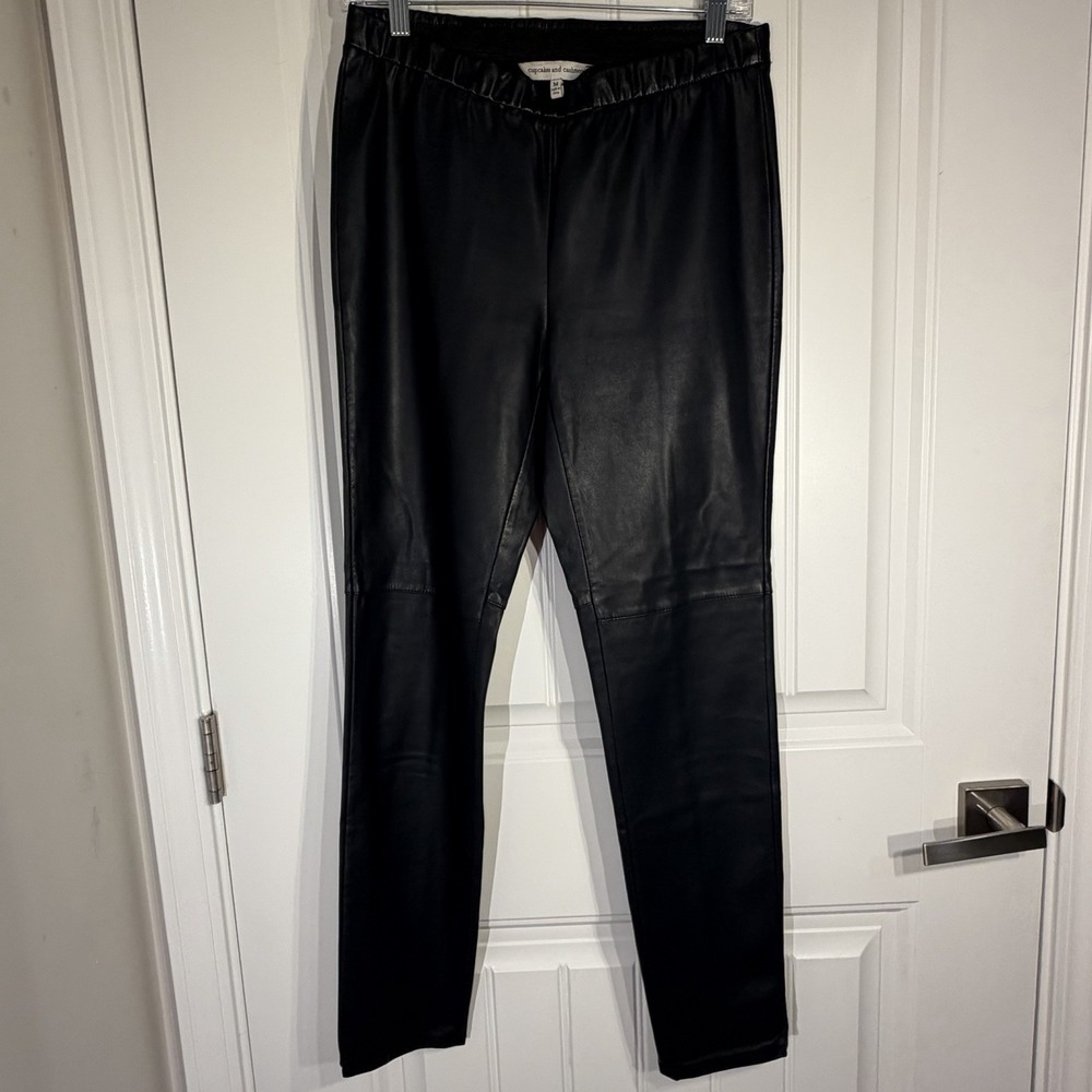 Cupcakes and Cashmere Black Faux Leather Pants Women's Medium Moto Chic